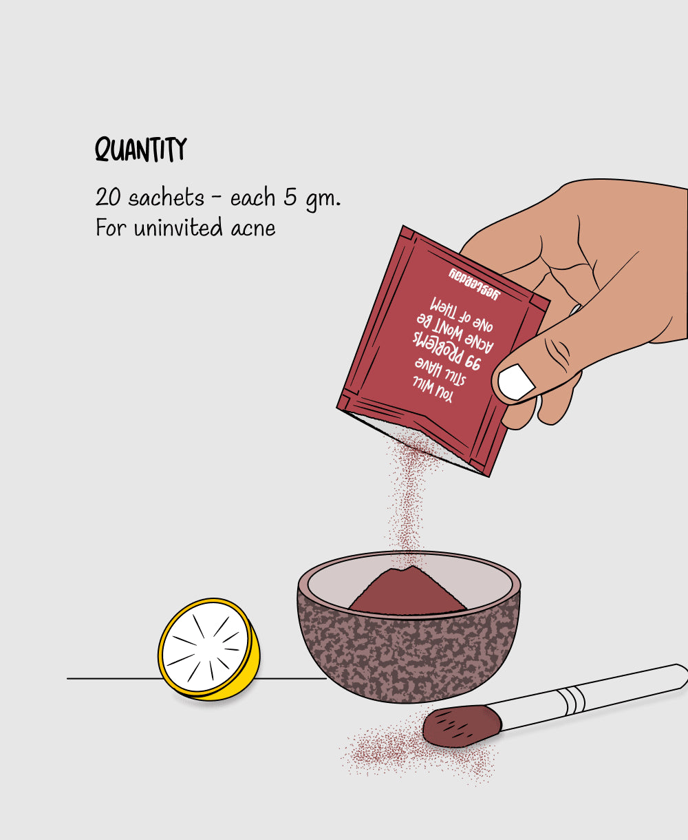 Illustration Of A Hand Holding Yesterday Anti Acne Face Mask Sachet Showing How to Use It