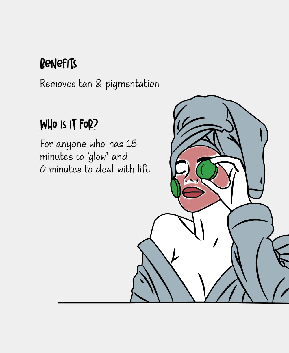 illustration Of A Person With Detan Face Mask Talking About Benefits Of Yesterday Detan Face Mask